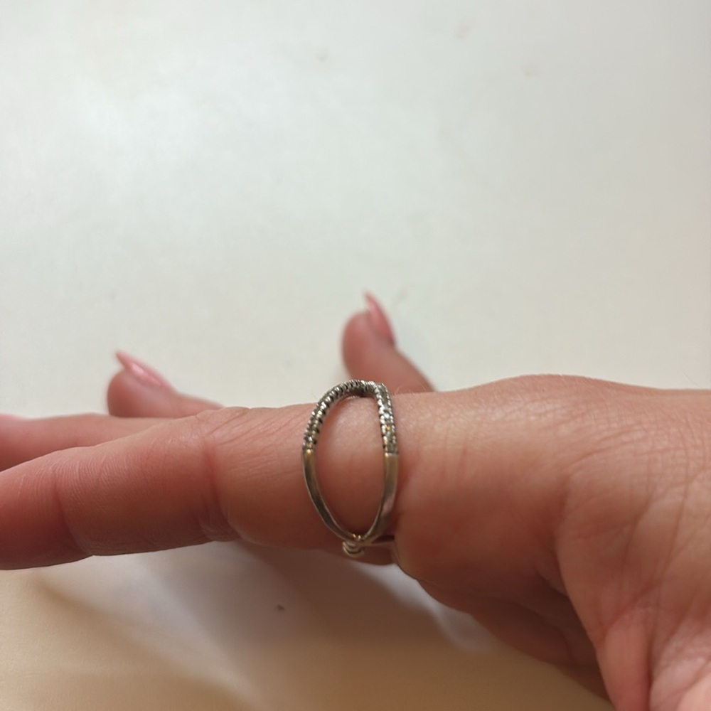 Silver + Rhinestone Crossover Ring - image 8